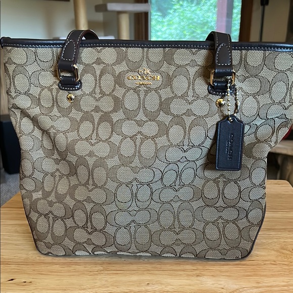 Coach Handbags - Coach Brown Signature Tote Bag